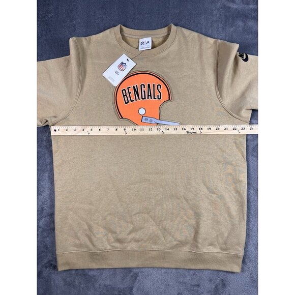 Nike Cincinnati Bengals Men's Size Large Tan Rewind Club Sweatshirt - Picture 9 of 10